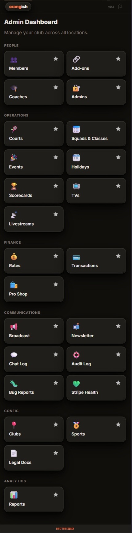 Orangish super admin dashboard