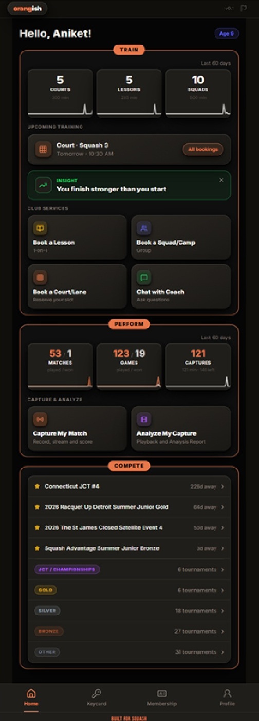 Orangish member dashboard